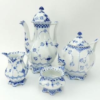 Appraisal: Four Piece Royal Copenhagen Blue Lace Coffee Tea Set Includes