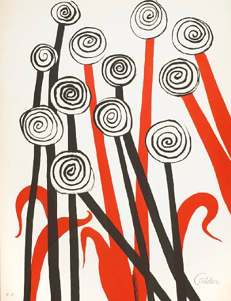 Appraisal: Alexander Calder American - Spiral Flowers s Lithograph printed in