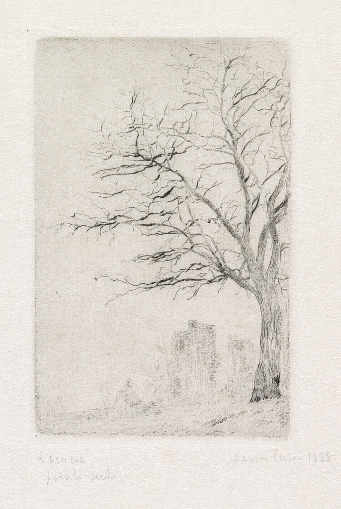 Appraisal: JAMES ENSOR Acacia Drypoint on cream laid Japan paper x