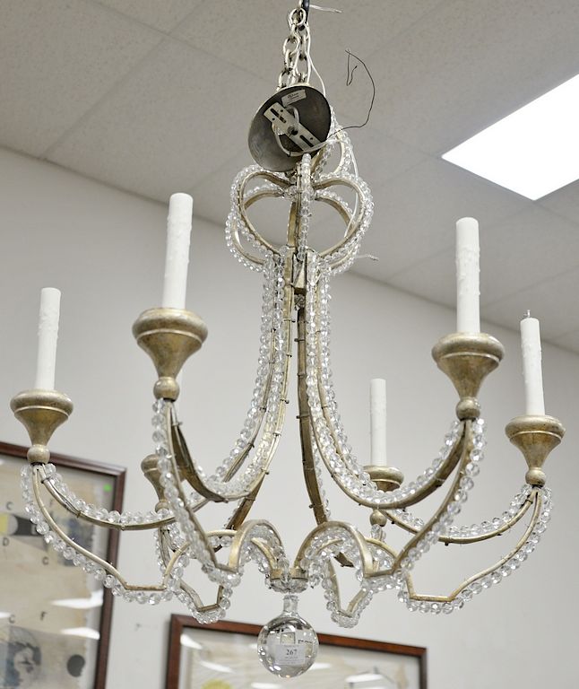 Appraisal: Two piece lot to include a contemporary chandelier six light