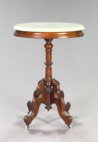 Appraisal: American Renaissance Revival Walnut and Marble-Top Side Table third quarter