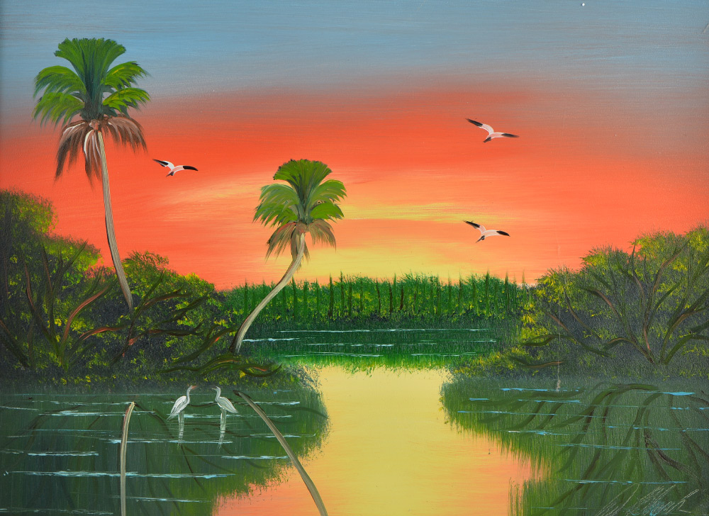 Appraisal: BLACK AL American th Century Vibrant sunrise backwaters Florida Highwaymen