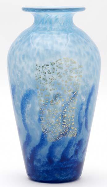 Appraisal: DAUM Vase of pale blue mottled glass with an abstract