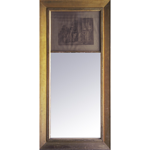 Appraisal: American th c wall-hanging mirror with pictured panel engraving and