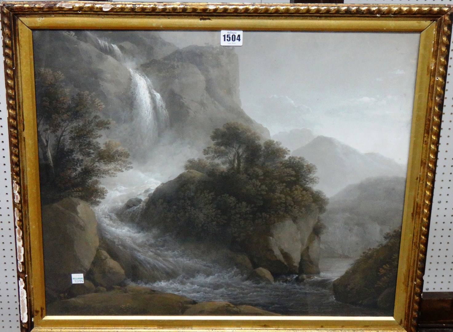 Appraisal: Attributed to Louis Belanger - Waterfall Scheenberger gouache cm x