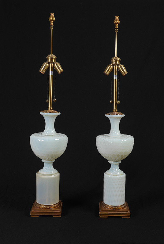 Appraisal: PAIR MARBRO ITALIAN MURANO GLASS LAMPS Attributed Barovier Toso for