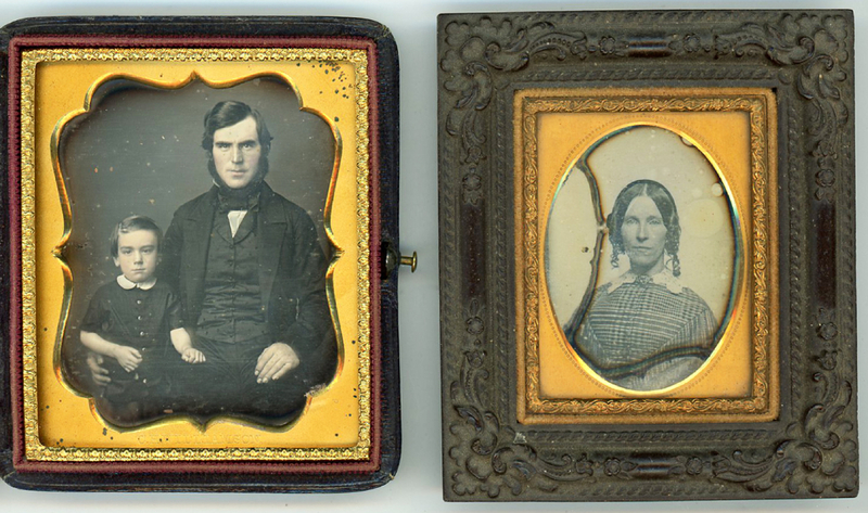 Appraisal: ASSORTED PORTRAIT DAGUERREOTYPES WALL FRAME All are daguerreotypes Sixth plate