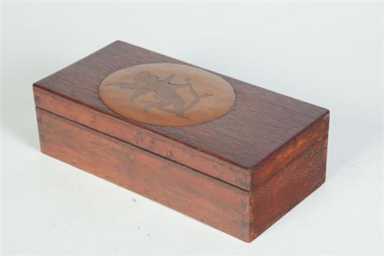 Appraisal: INLAID BOX American th century mixed woods include bird's-eye maple