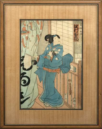 Appraisal: Japanese Woodblock Print by Toyokuni th century depicting a blue