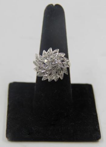 Appraisal: JEWELRY kt White Gold and Diamond Swirl FormRing Total approx