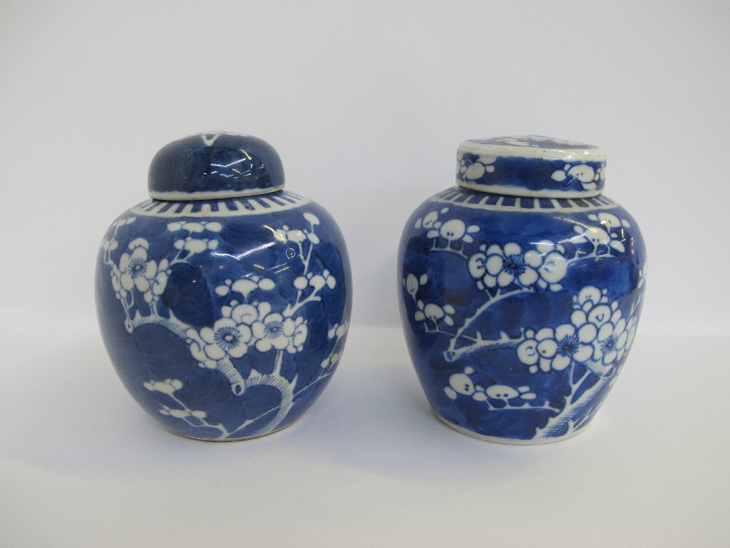 Appraisal: Two Chinese blue and white prunus ginger jars