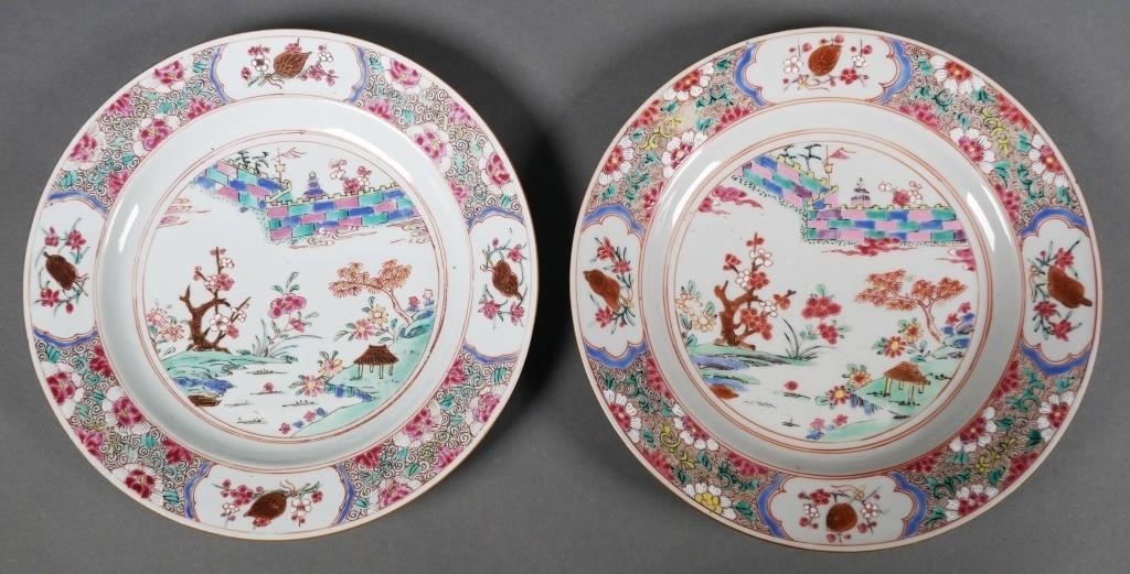 Appraisal: Pair mid th century famille rose porcelain export plates Center