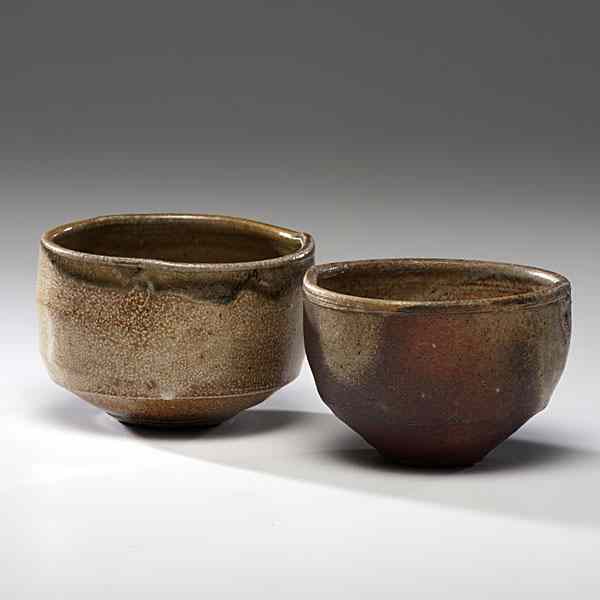 Appraisal: Byron Temple - USA Pair of Wood-Fired Tea Bowlsca Stoneware