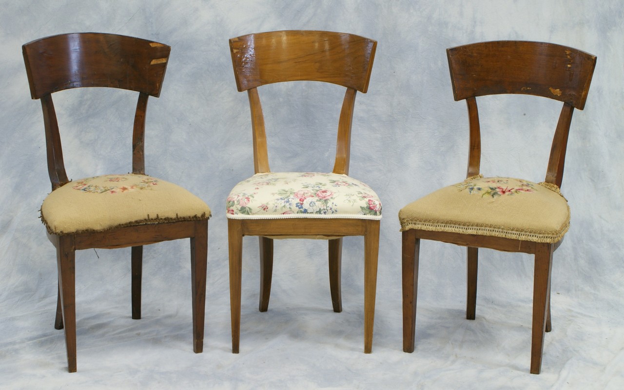 Appraisal: Biedermeier side chairs w veneer damage th c