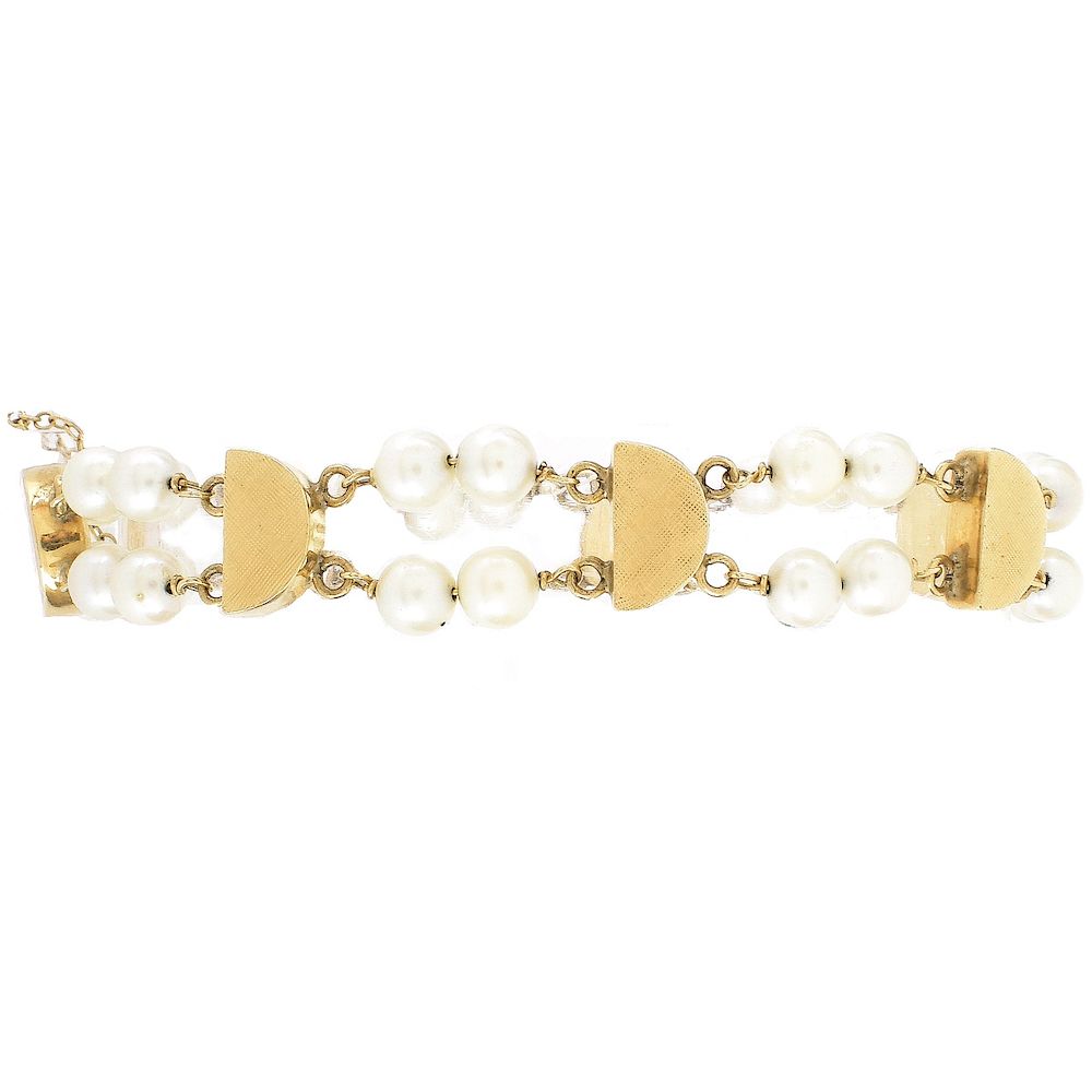 Appraisal: Vintage Pearl and K Gold Bracelet Vintage mm Double Strand