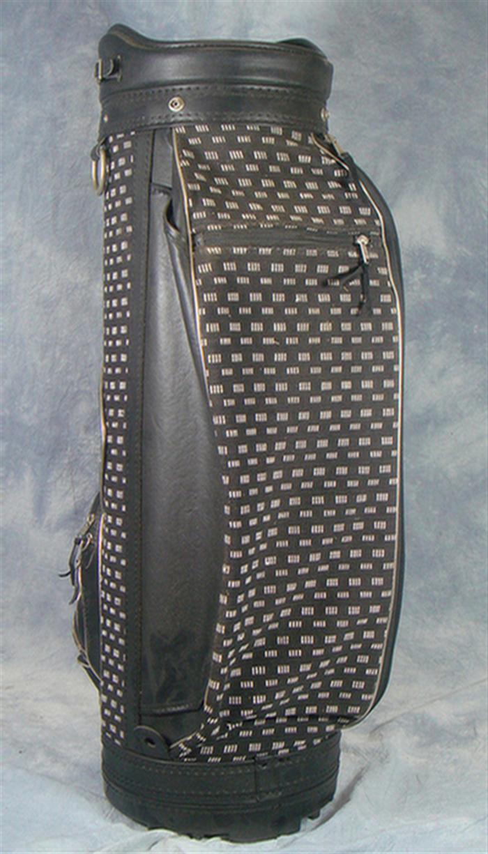 Appraisal: Burton white patterned and black leather carry bag club insert