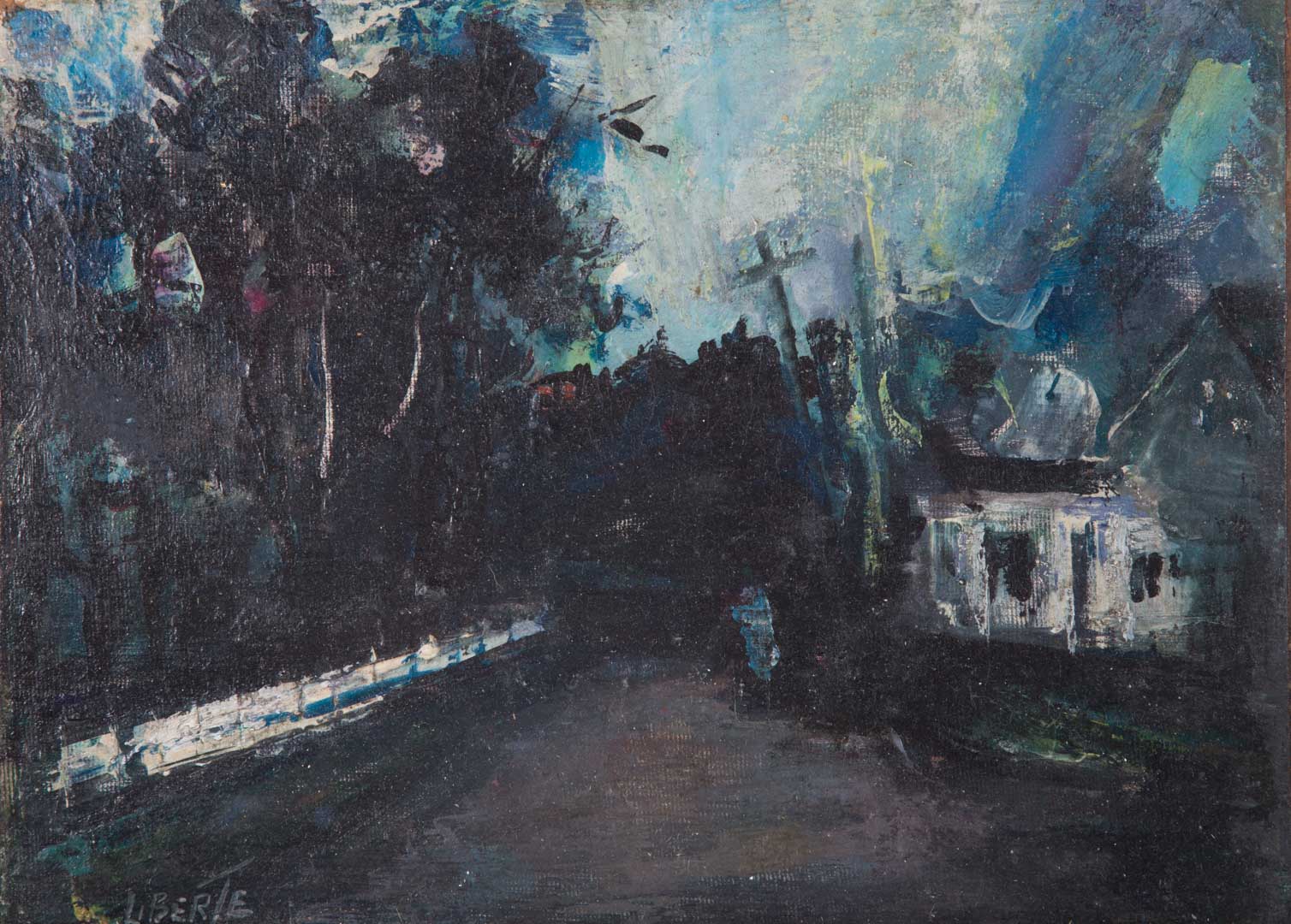 Appraisal: Jean Liberte Night Scene oil on canvas Jean Lewis Liberte