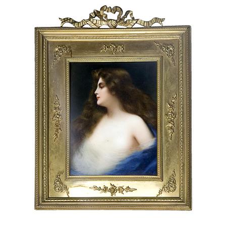 Appraisal: Gilt-Metal Framed Continental Painted Porcelain Plaque Estimate -