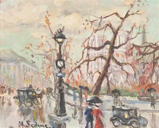 Appraisal: Marina Sedrac - Paris Street Scene oil on canvas signed