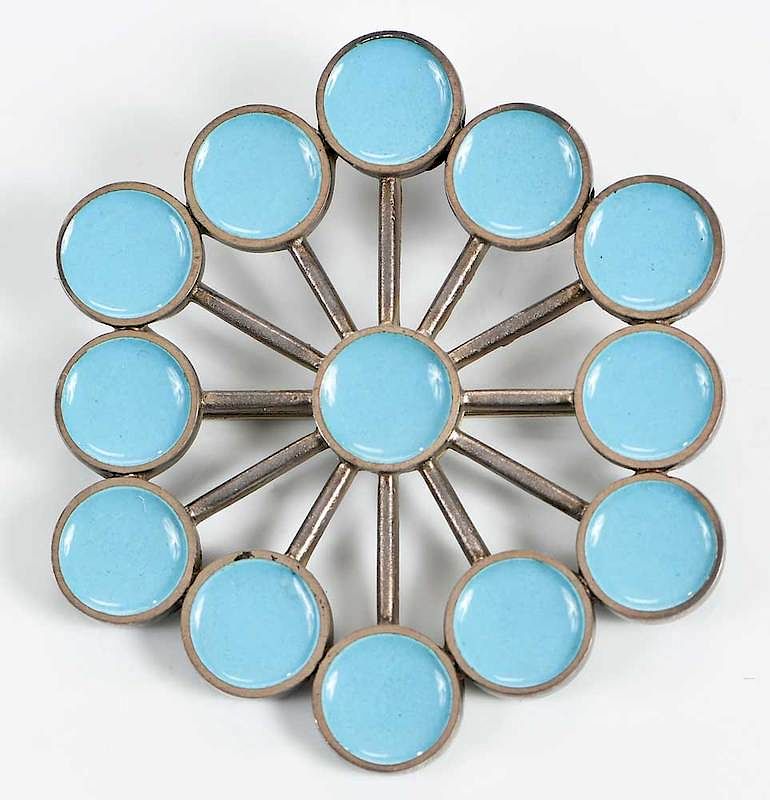 Appraisal: Georg Jensen Sterling Brooch design blue enamel - x -