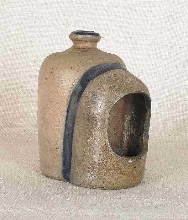 Appraisal: Pennsylvania stoneware feeder th c with a cobalt band h