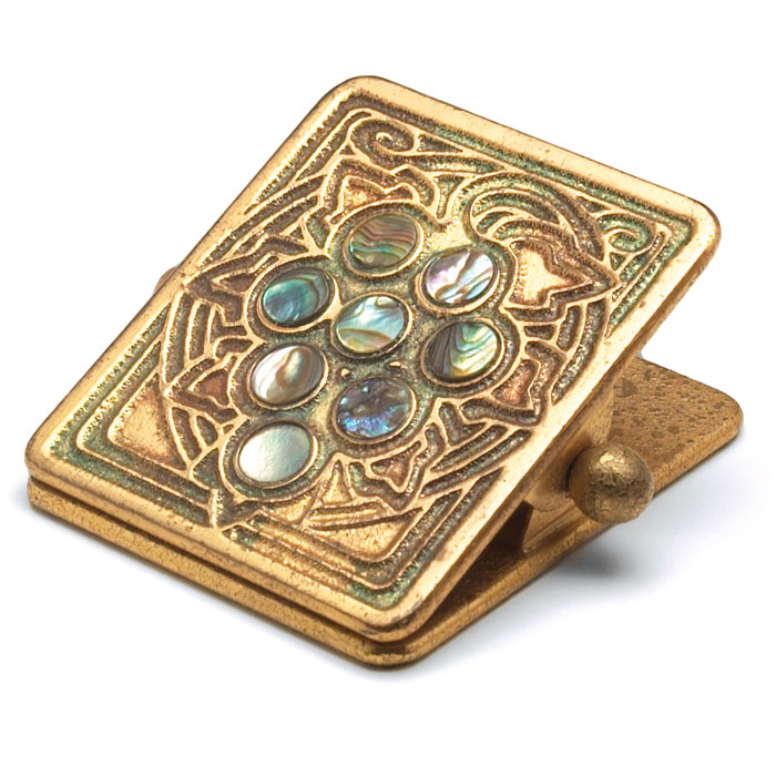 Appraisal: Tiffany Studios clip bronze with the Abalone pattern original patina