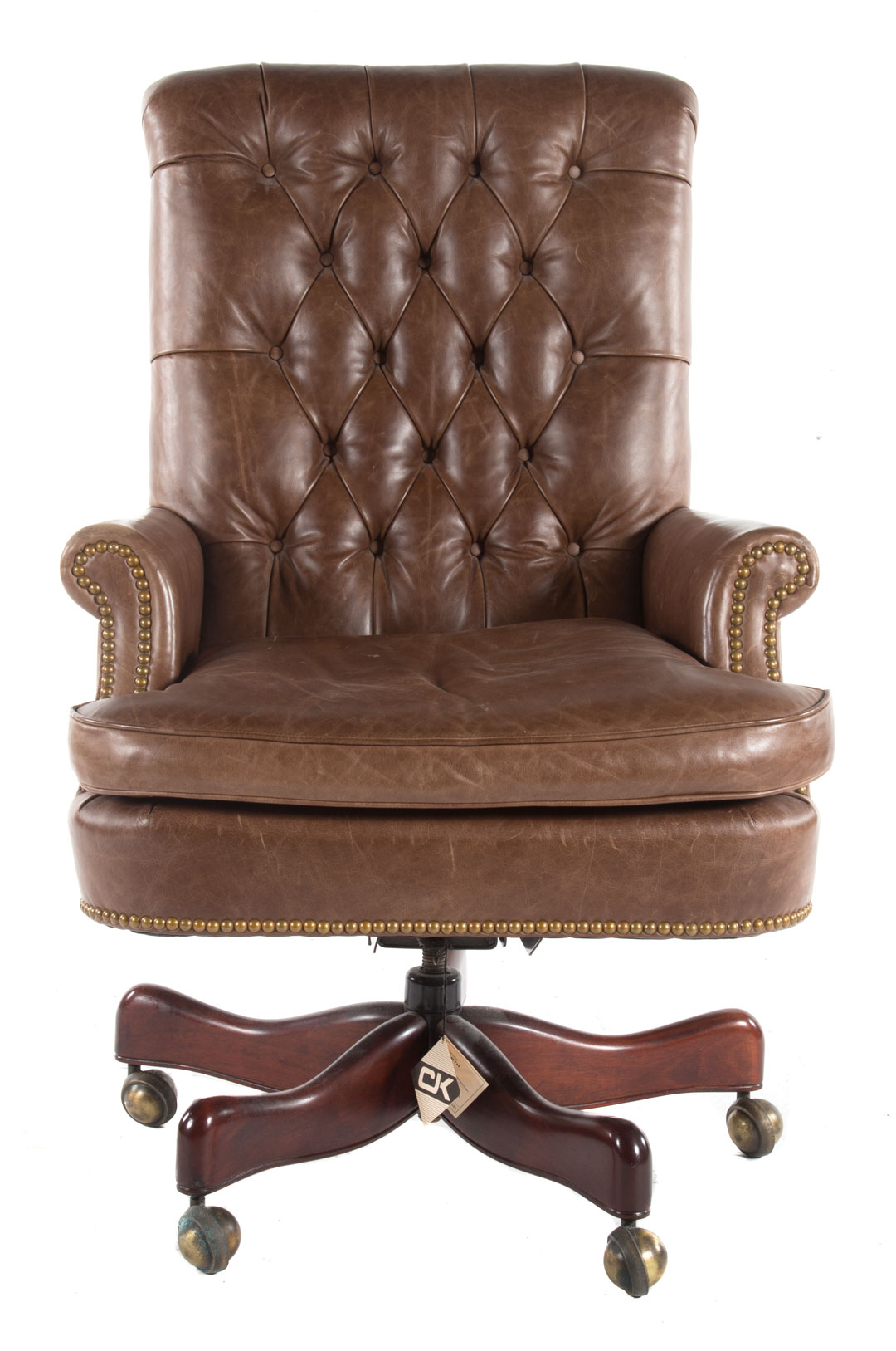 Appraisal: Contemporary leather upholstered executive chair Hickory Chair Company brown leather