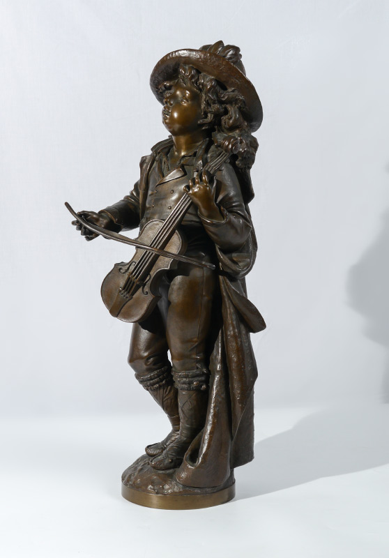 Appraisal: MAUBACH BRONZE OF YOUNG BOY WITH VIOLIN '' h incised