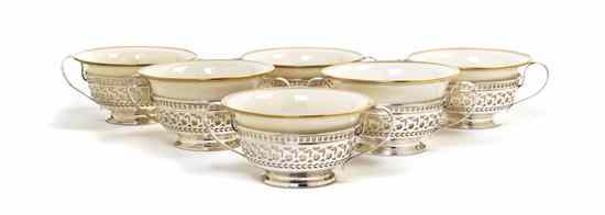 Appraisal: A Set of Twelve American Sterling Boullions Gorham with Lenox