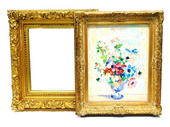 Appraisal: Two ornate gilt frames one inset with mirror the second