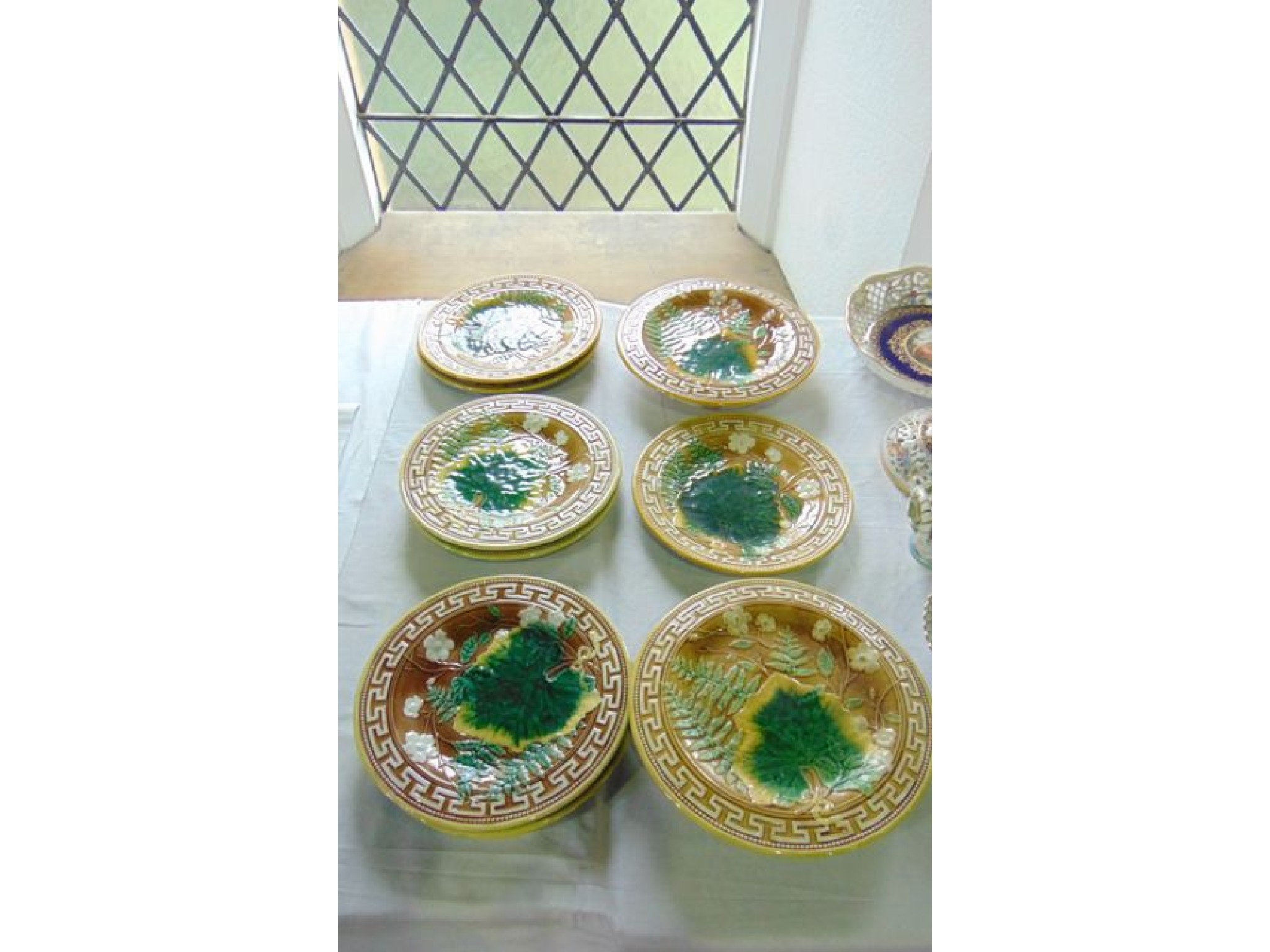 Appraisal: A collection of th century majolica dessert wares with moulded