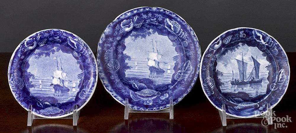 Appraisal: Historical Blue Staffordshire plates Historical Blue Staffordshire Cadmus cup plate