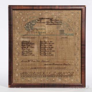 Appraisal: Needlework Keith Family Register Middleboro Massachusetts early th century stitched