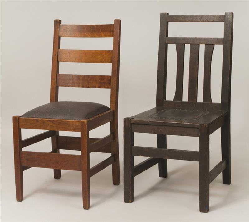 Appraisal: Stickley Oak Ladder Back Side Chair and a Slat-Back Chair