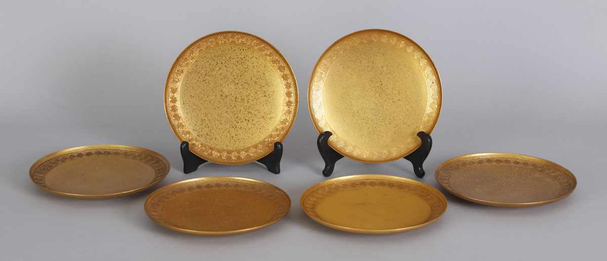 Appraisal: Tiffany Studios New York Set of Gilt Bronze Plates w