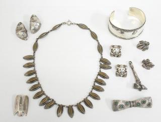 Appraisal: Women's Costume Jewelry Articles incl Silver Comprising sterling silver cuff