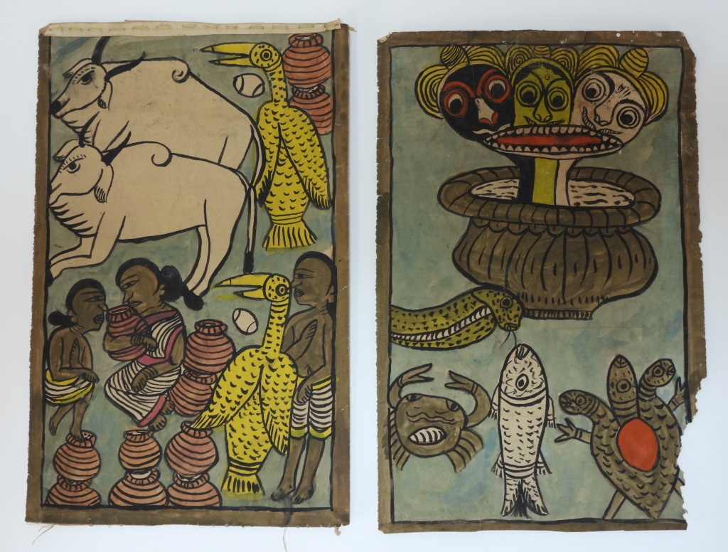 Appraisal: INDIAN TRIBAL FIGURAL ANIMAL MINIATURE PAINTINGS IndiaEarly th CenturyIncludes a