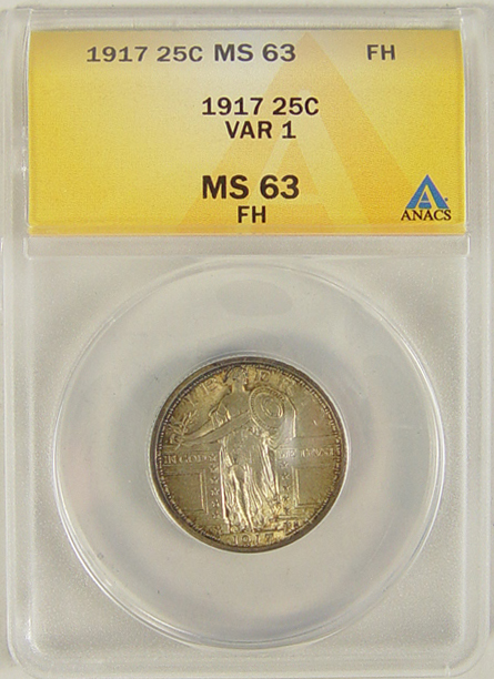 Appraisal: Type I Standing Liberty Quarter ANACS certified and graded MS