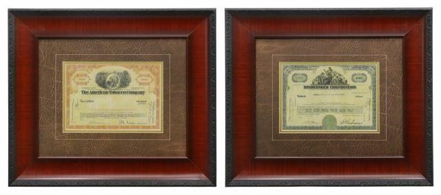 Appraisal: lot of Decorative framed reproduction prints of stock certificates late