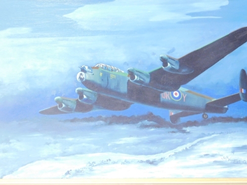 Appraisal: John Fisher thC Lancaster Bomber oil on board cm x