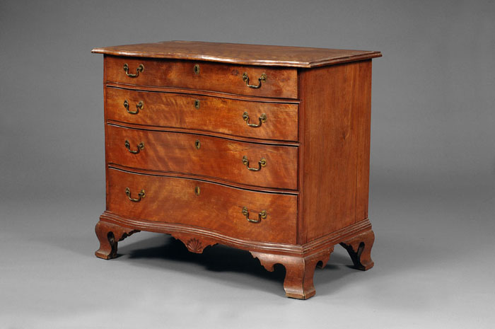 Appraisal: IMPORTANT MASSACHUSETTS NORTH SHORE CHIPPENDALE CARVED AND FIGURED MAPLE OXBOW