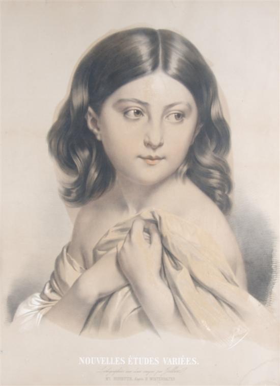 Appraisal: A French Print of a Young Woman Height of frame