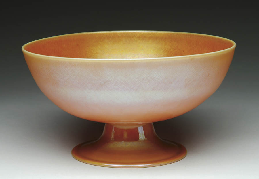 Appraisal: DURAND FOOTED BOWL Lovely Durand bowl has rich orange iridescent