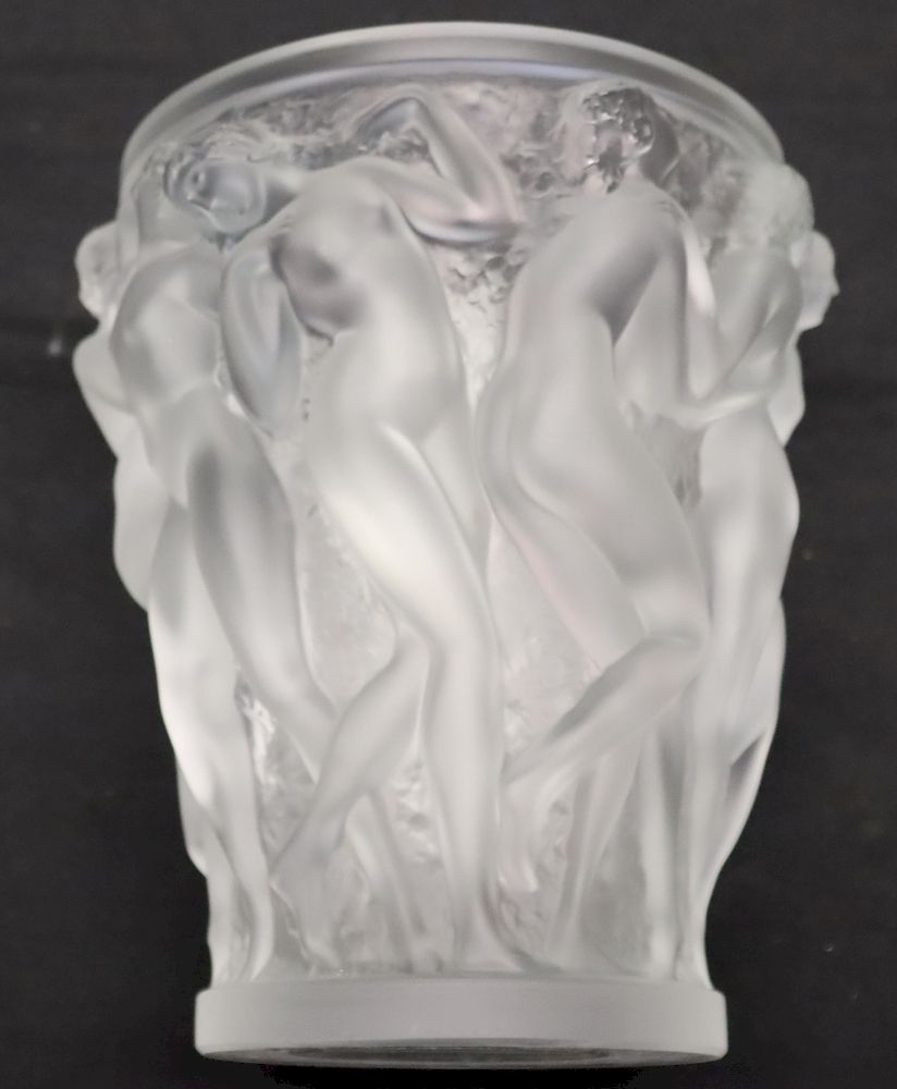 Appraisal: Lalique Crystal Bacchantes Large Crystal Vase Neo-classical female Nudes This