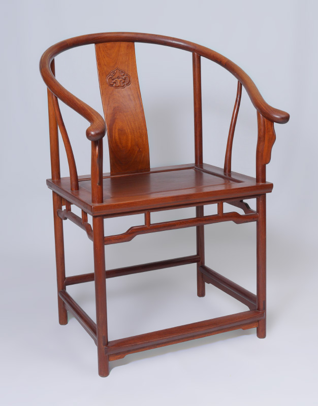 Appraisal: CHINESE HORSESHOE BACK ARM CHAIR Shaped and carved back splat