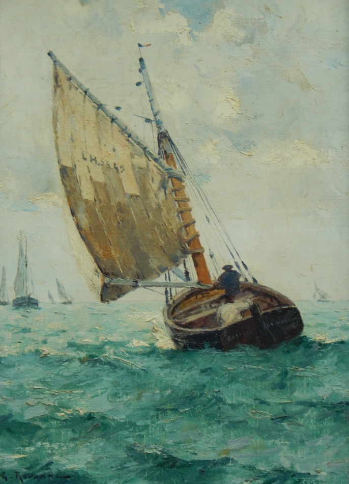 Appraisal: G Rovanne thC Sailing boat at sea oil on canvas