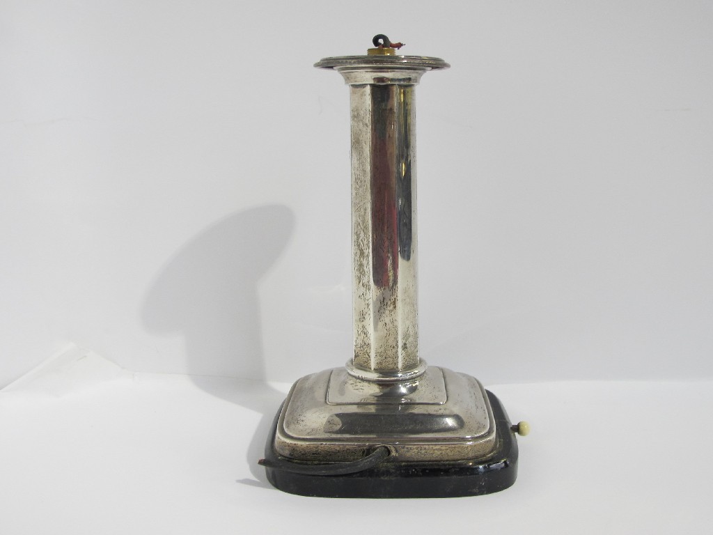 Appraisal: A silver table lamp Sheffield