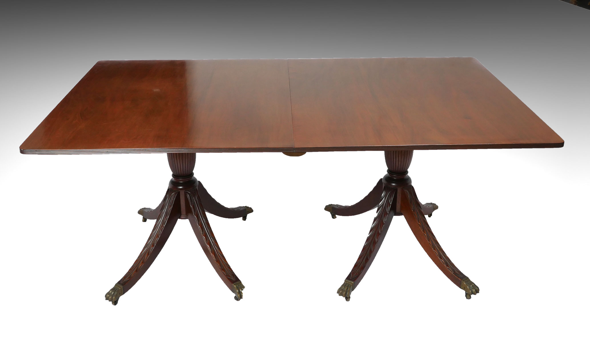 Appraisal: FORMAL SPLAY LEG MAHOGANY DINING TABLE W LEAVES Approx ''