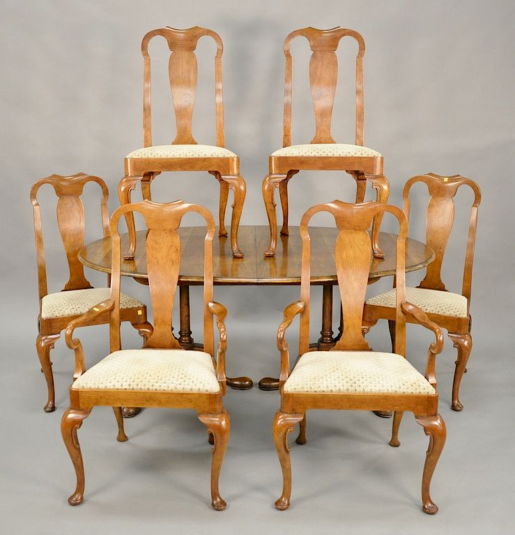 Appraisal: Baker seven piece dining set to include Queen anne style