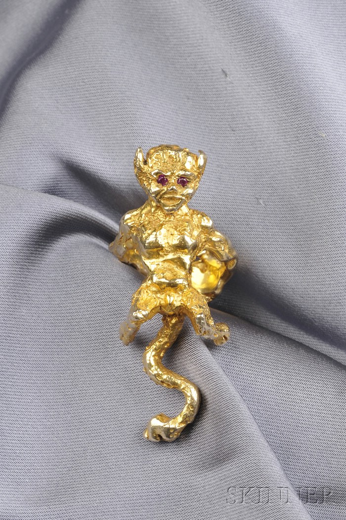 Appraisal: kt Gold Devil Ring Eric de Kolb the highly textured